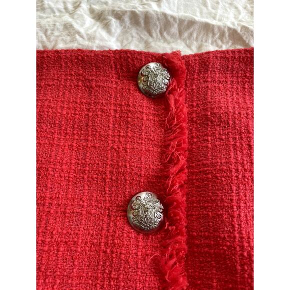 Veronica Beard Coral Red Shona Tweed Mini Skirt - Size 10 - Picture 3 of 5